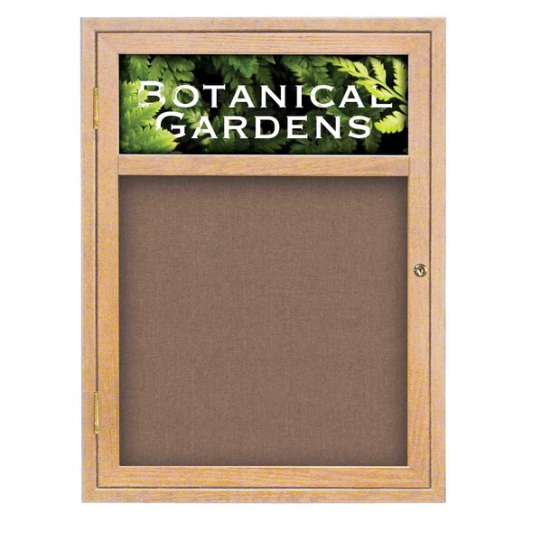 Sliding Glass Door Radius Letterboard, Hdr, 72"x48", Bronze/Green Vinyl